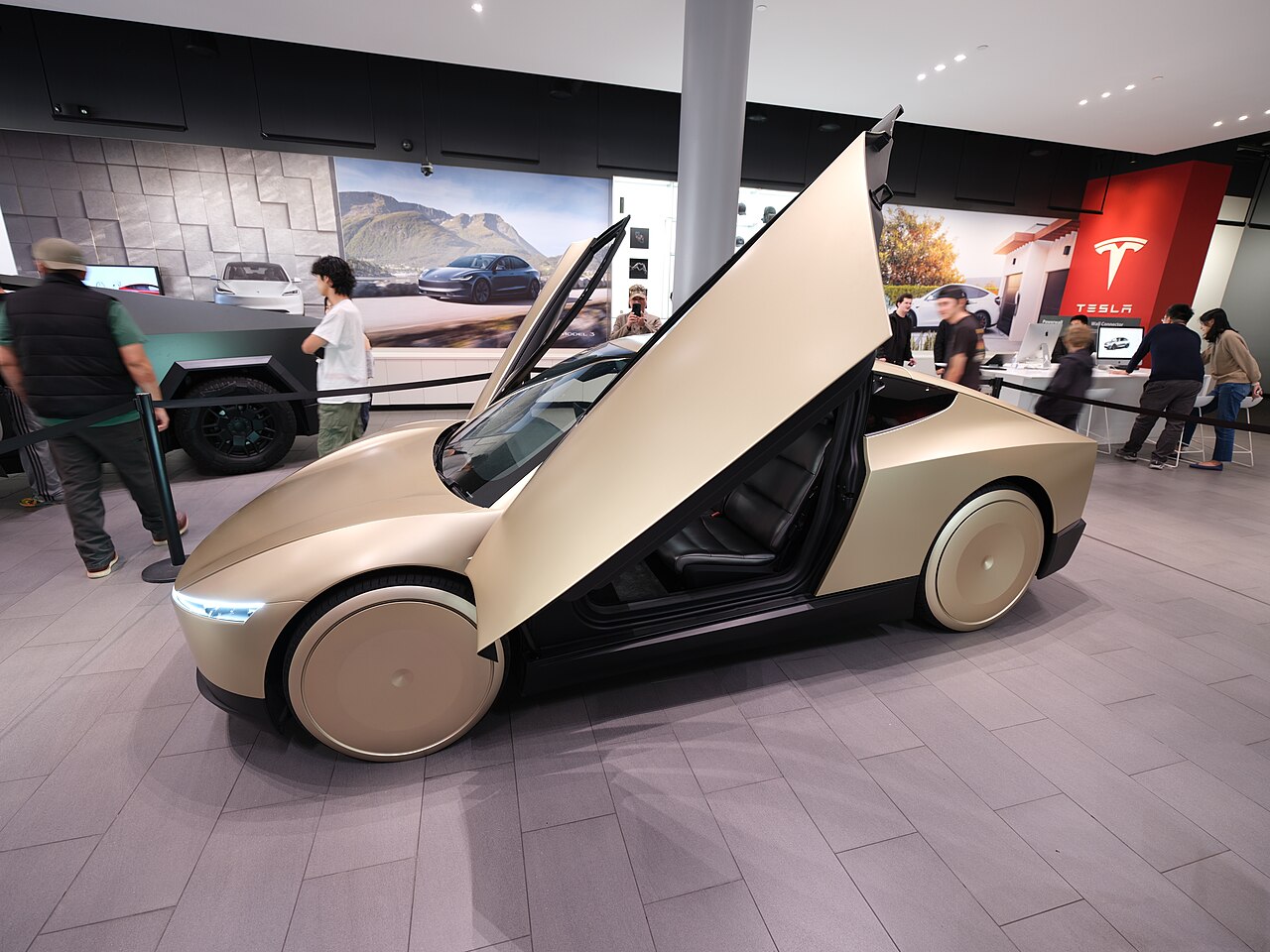2026 Tesla Cybercab Robotaxi in studio shot